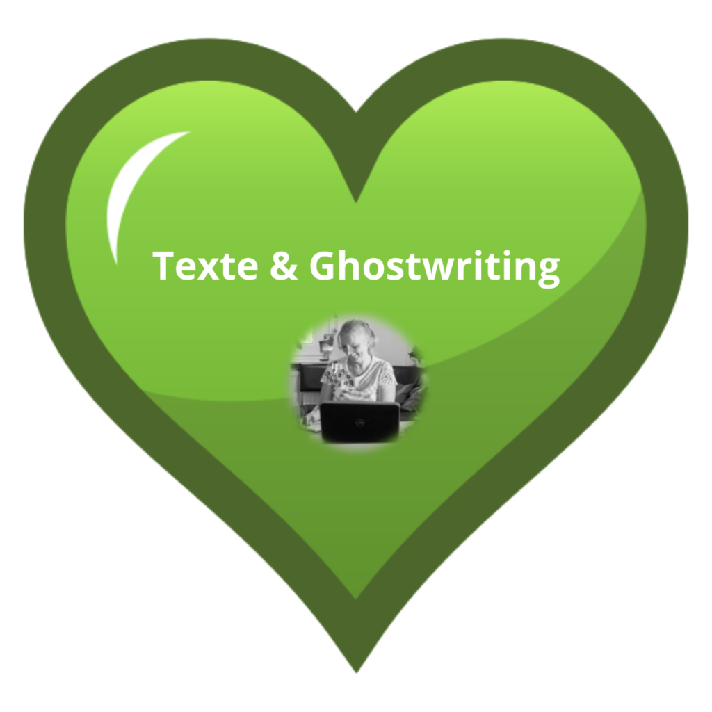 Grünes Herz mit Sabine Krömer Bild und Schrift Texte und Ghostwriting